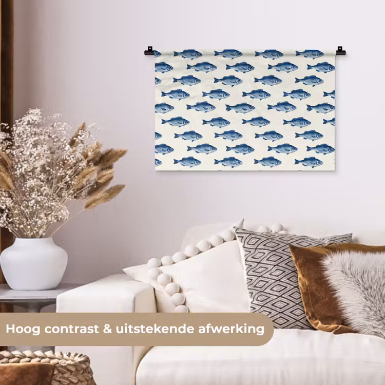 Wandkleed - Vis - Patroon - Blauw — 4