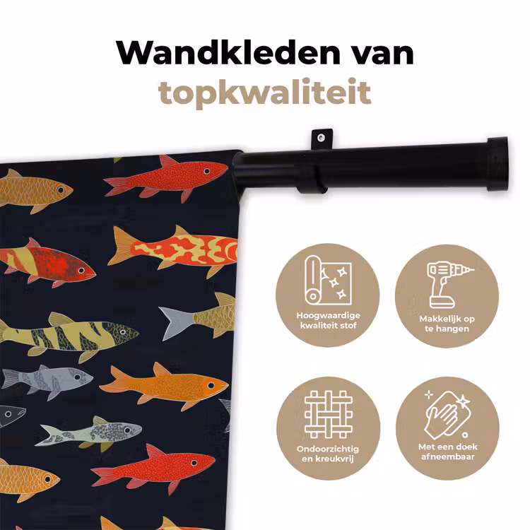 Wandkleed - Vissen - Patroon - Kleurrijk — 3