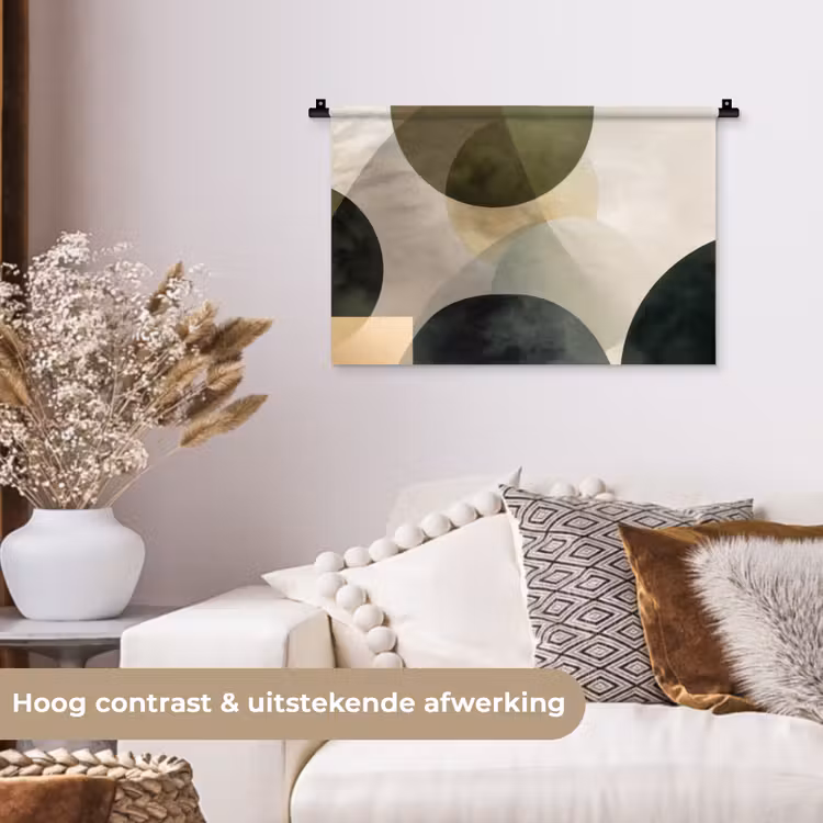 Wandkleed - Vlakken - Abstract - Beige - Cirkels — 4