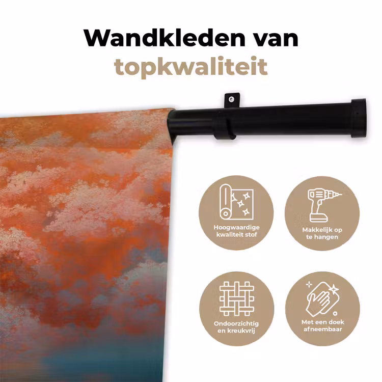 Wandkleed - Zee - Boot - Wolken - Oranje — 3