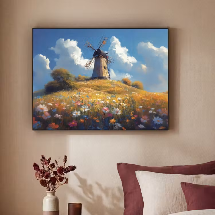 Art Frame - Windmolen - Heuvel - Bloemen - Kleurrijk — 2