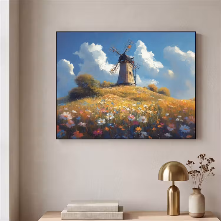 Art Frame - Windmolen - Heuvel - Bloemen - Kleurrijk — 3
