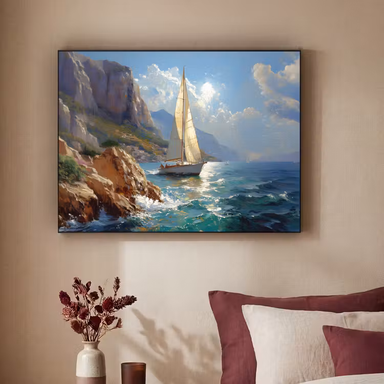 Art Frame - Zeilschip - Zee - Rotsen - Wolken — 2