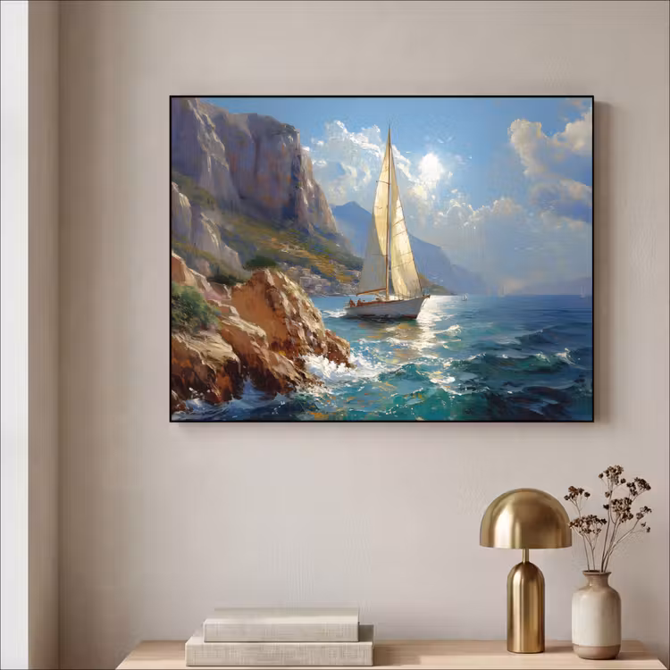 Art Frame - Zeilschip - Zee - Rotsen - Wolken — 3