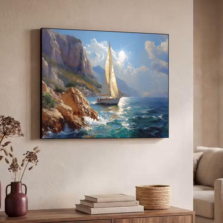 Art Frame - Zeilschip - Zee - Rotsen - Wolken — 4