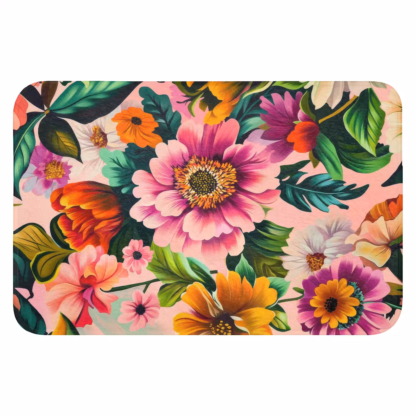 WC Mat - Bloemen - Kleurrijk - Roze — 1