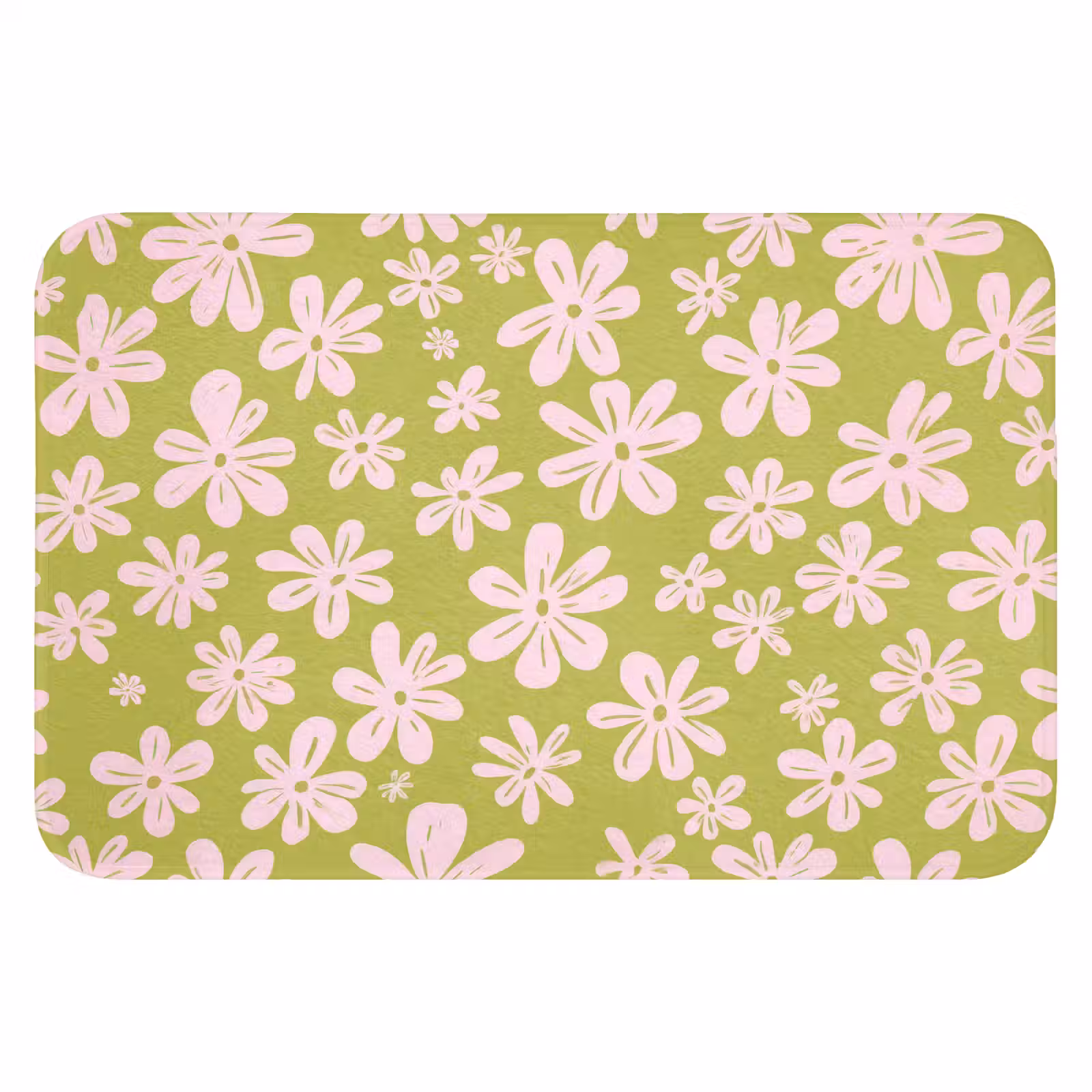 WC Mat - Bloemen - Roze - Getekend - Patroon — 1