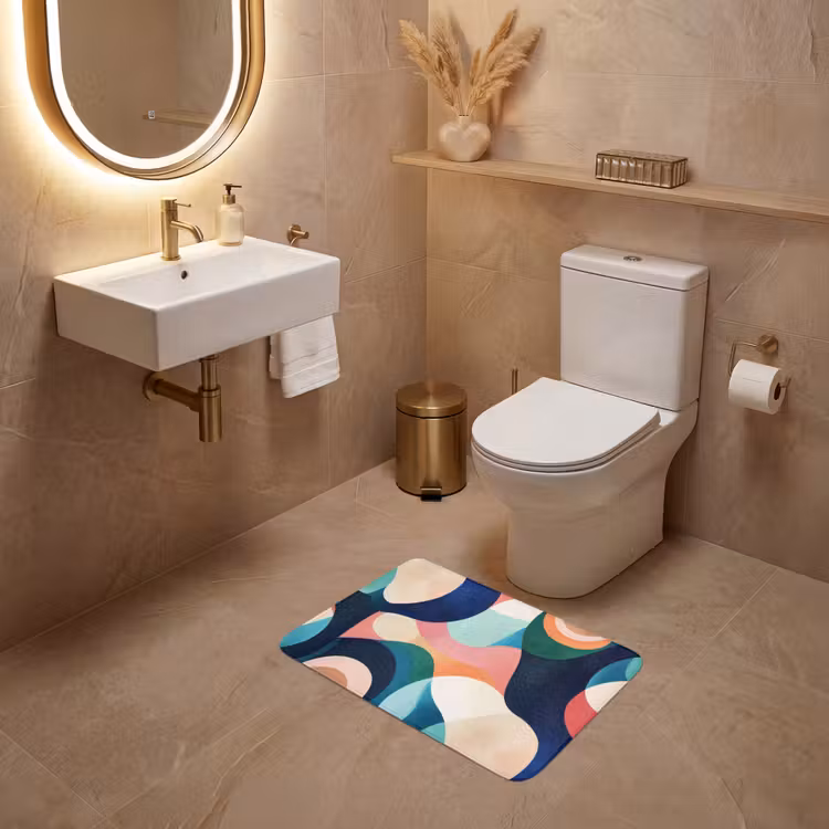 WC Mat - Abstract - Blauw - Roze — 4