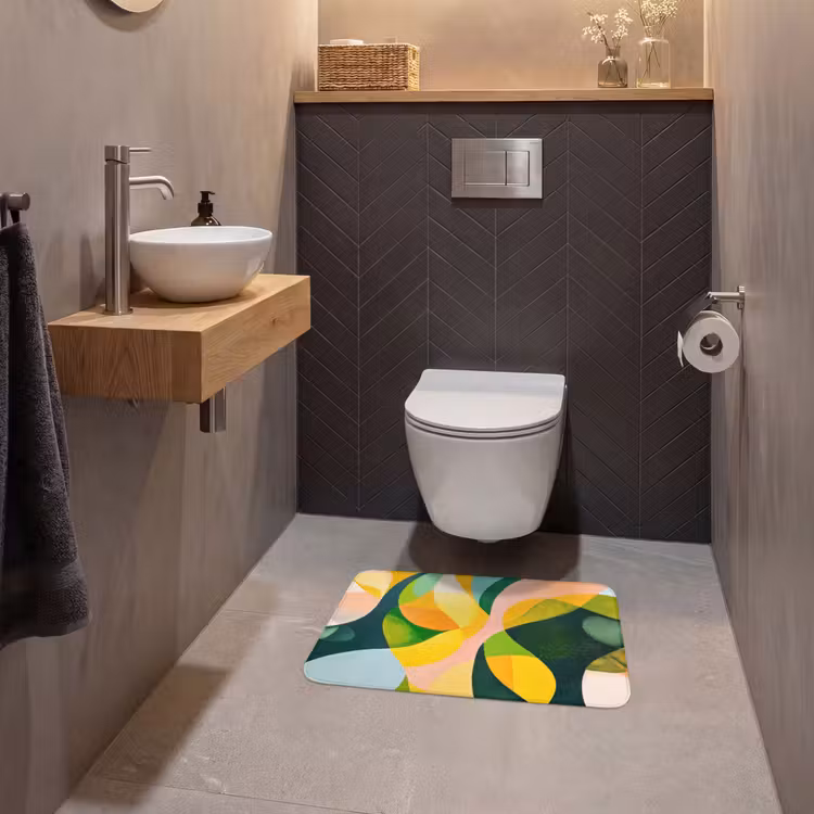 WC Mat - Abstract - Geel - Roze - Groen — 2