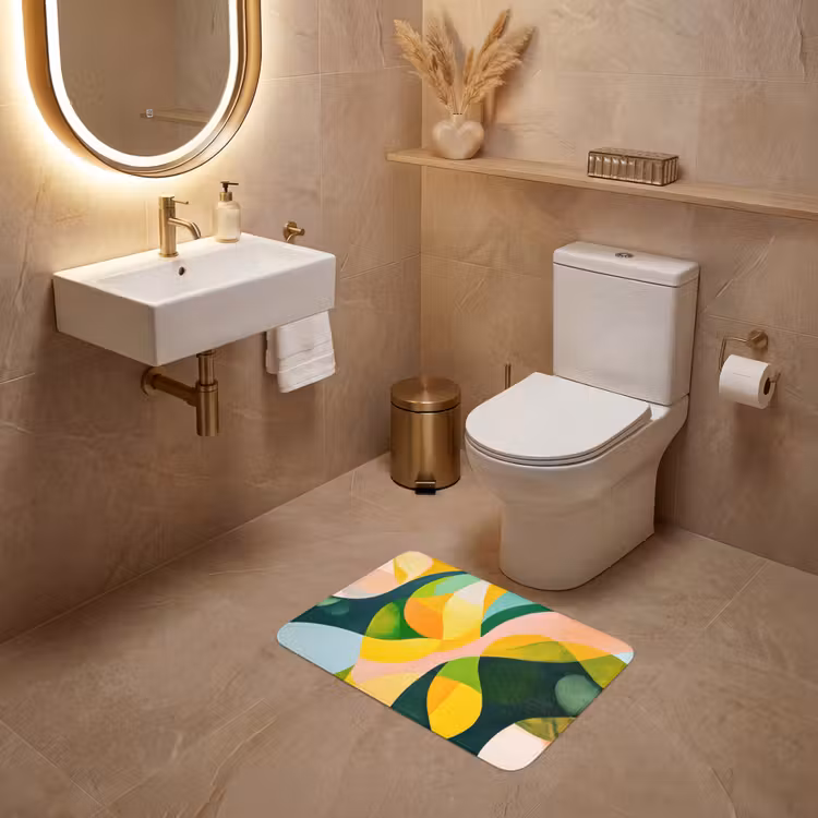 WC Mat - Abstract - Geel - Roze - Groen — 4