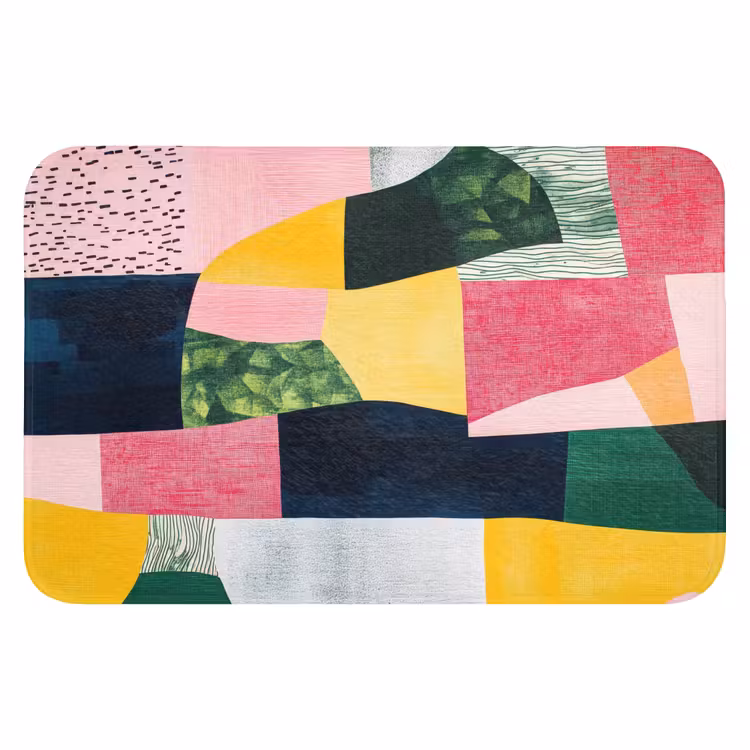 WC Mat - Abstract - Roze - Lappen - Vormen - Geel — 1