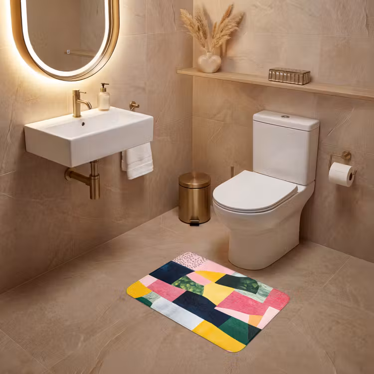 WC Mat - Abstract - Roze - Lappen - Vormen - Geel — 4