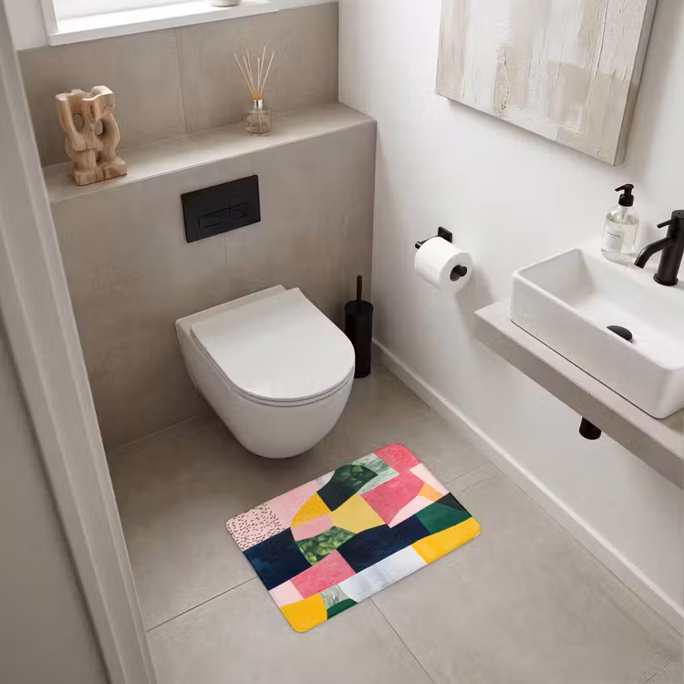 WC Mat - Abstract - Roze - Lappen - Vormen - Geel — 6