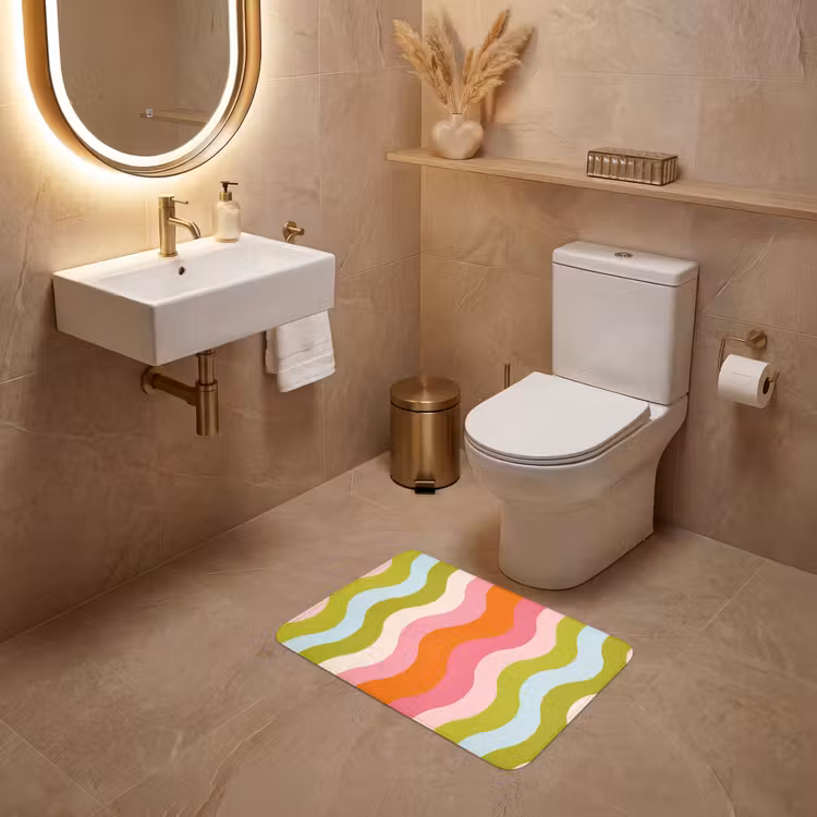 WC Mat - Banen - Golven - Kleurrijk - Verticaal — 4