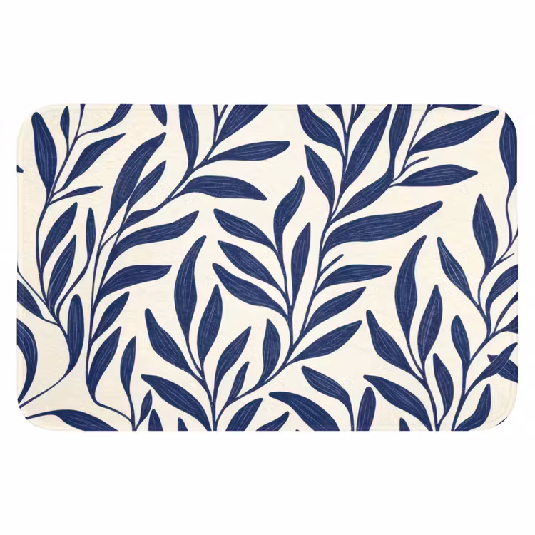 WC Mat - Bladeren - Klimop - Donkerblauw — 1