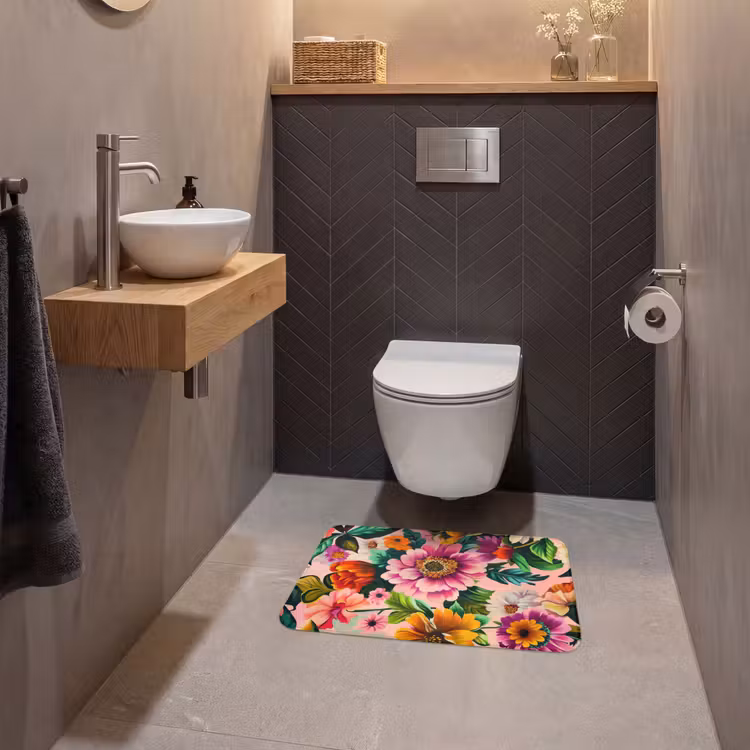 WC Mat - Bloemen - Kleurrijk - Roze — 2