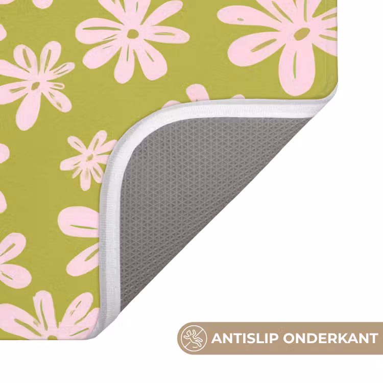 WC Mat - Bloemen - Roze - Getekend - Patroon — 3