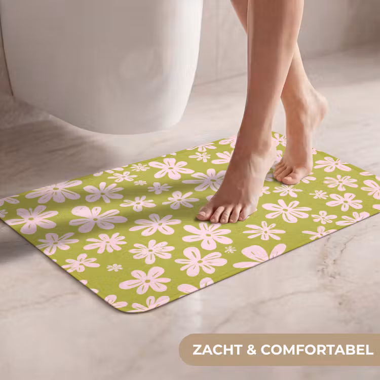 WC Mat - Bloemen - Roze - Getekend - Patroon — 7