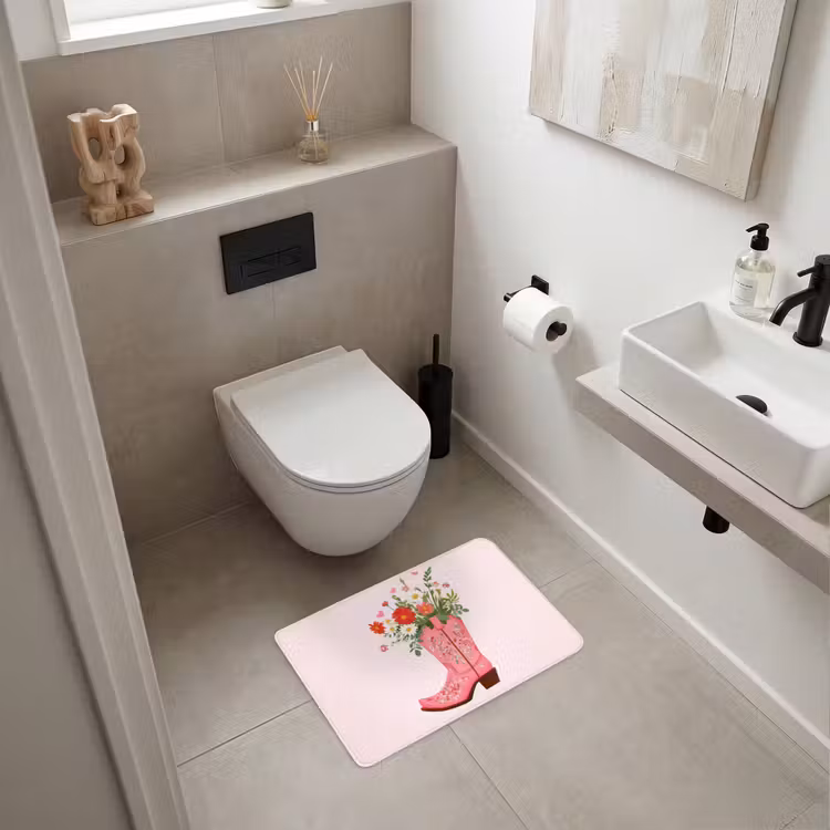 WC Mat - Cowboylaarzen - Roze - Boeket - Bloemen — 6
