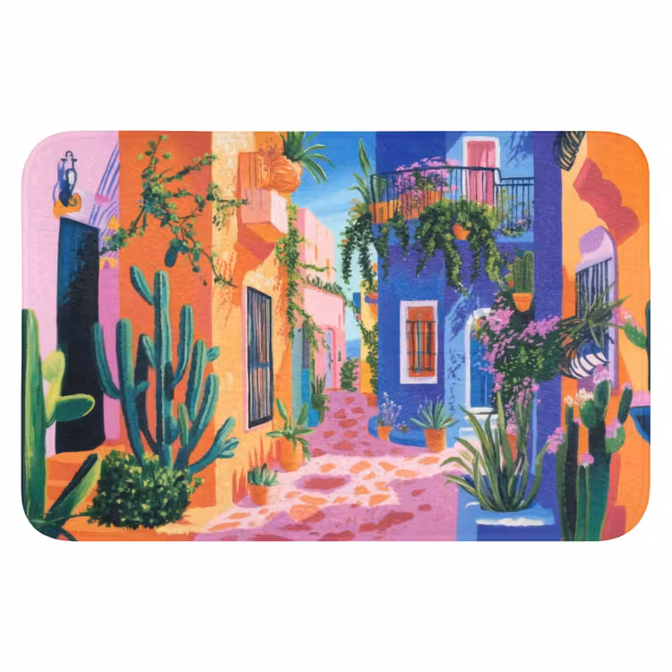 WC Mat - Geel - Blauw - Oranje - Huis — 1