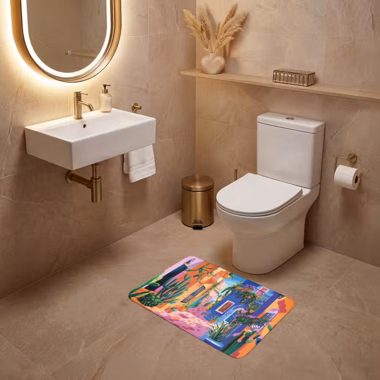 WC Mat - Geel - Blauw - Oranje - Huis — 4