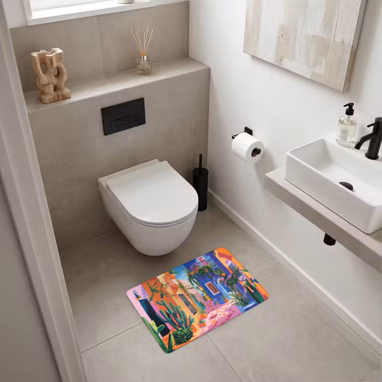 WC Mat - Geel - Blauw - Oranje - Huis — 6