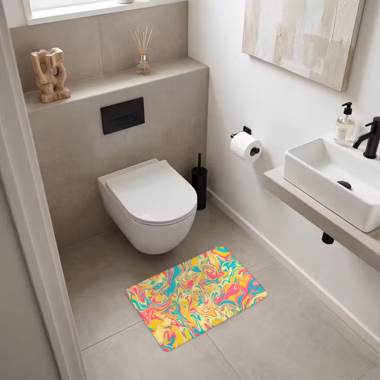 WC Mat - Geel - Roze - Blauw - Retro — 6