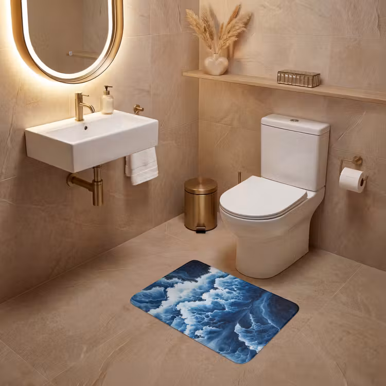 WC Mat - Golven - Blauw - Schuim — 4
