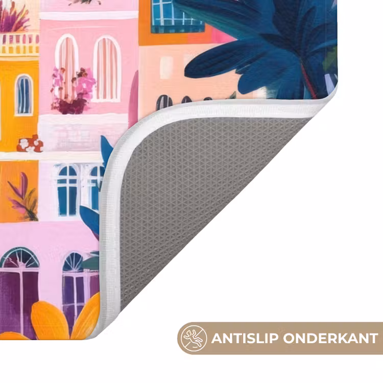 WC Mat - Kleurrijk - Roze - Oranje - Geel - Bloemen — 3