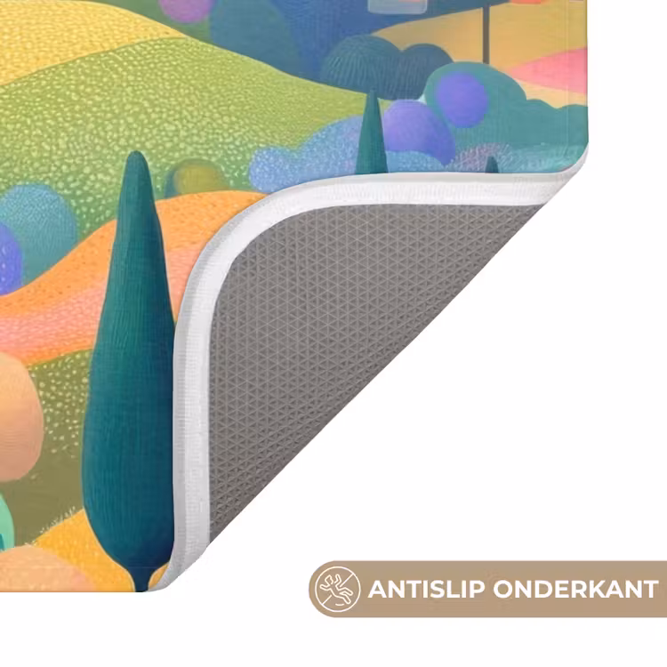 WC Mat - Landschap - Paars - Pastel - Huizen — 3