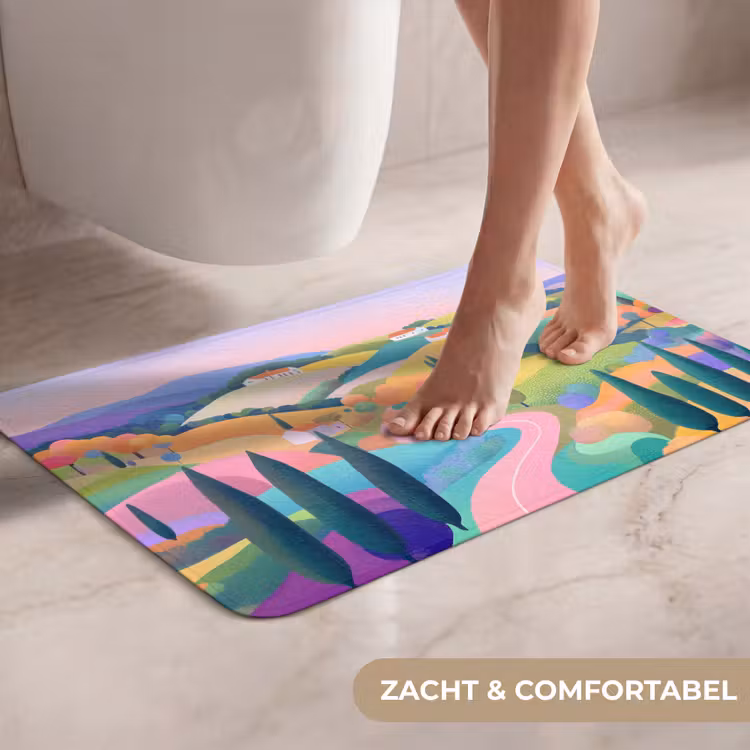 WC Mat - Landschap - Paars - Pastel - Huizen — 7