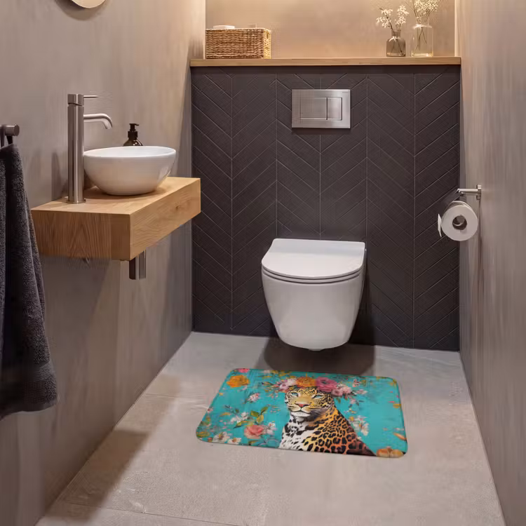 WC Mat - Luipaard - Bloemen - Kroon — 2