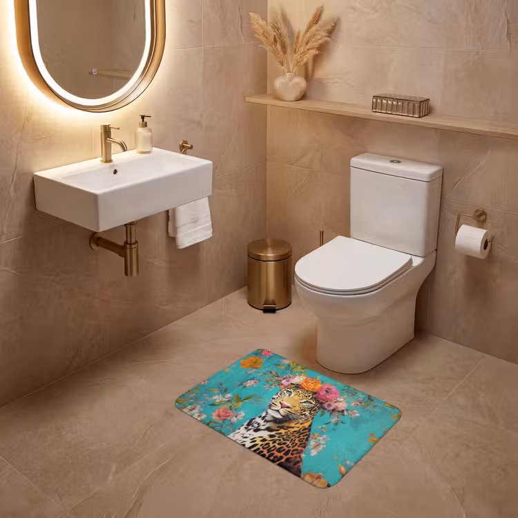 WC Mat - Luipaard - Bloemen - Kroon — 4