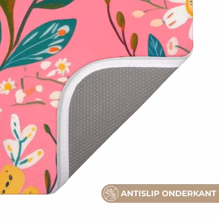 WC Mat - Roze - Bloemen - Wit - Oranje — 3