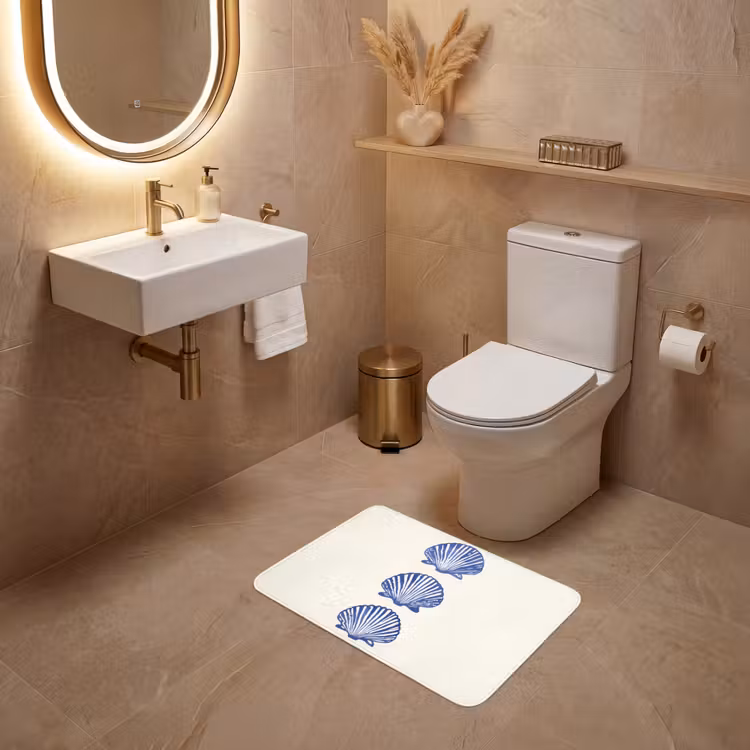 WC Mat - Schelpen - Blauw - Patroon — 4