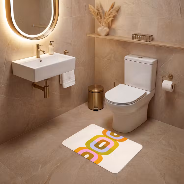 WC Mat - Stapel - Vormen - Geblokt - Oranje — 4