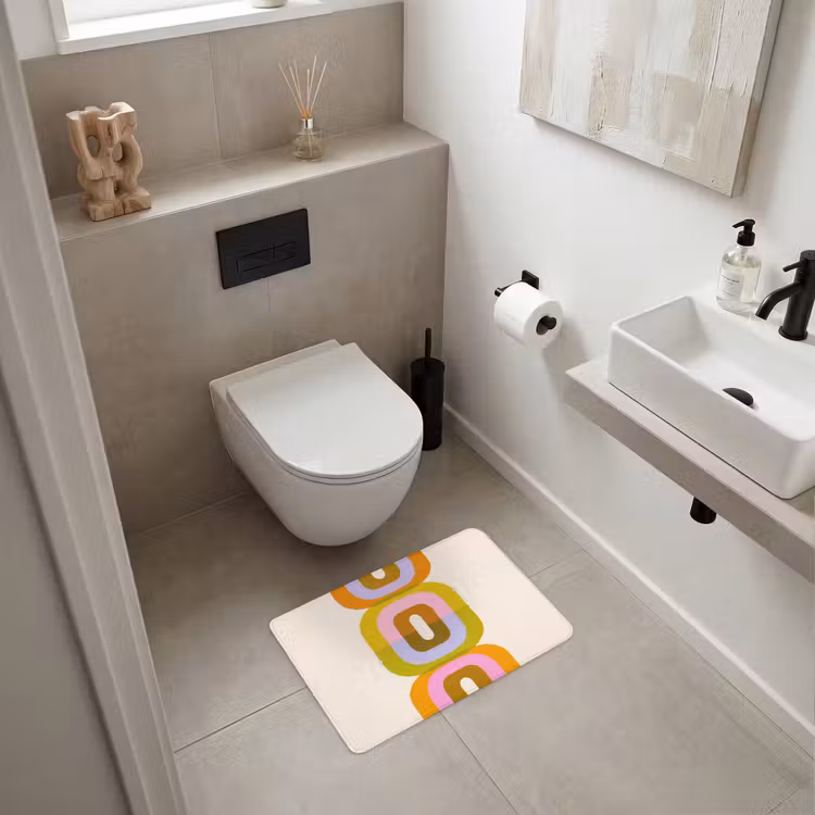 WC Mat - Stapel - Vormen - Geblokt - Oranje — 6