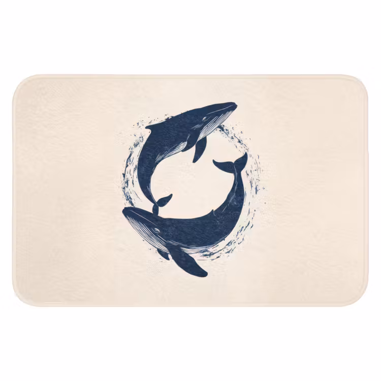 WC Mat - Walvissen - Spetters - Cirkel - Donkerblauw — 1