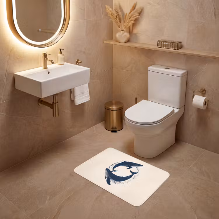 WC Mat - Walvissen - Spetters - Cirkel - Donkerblauw — 4