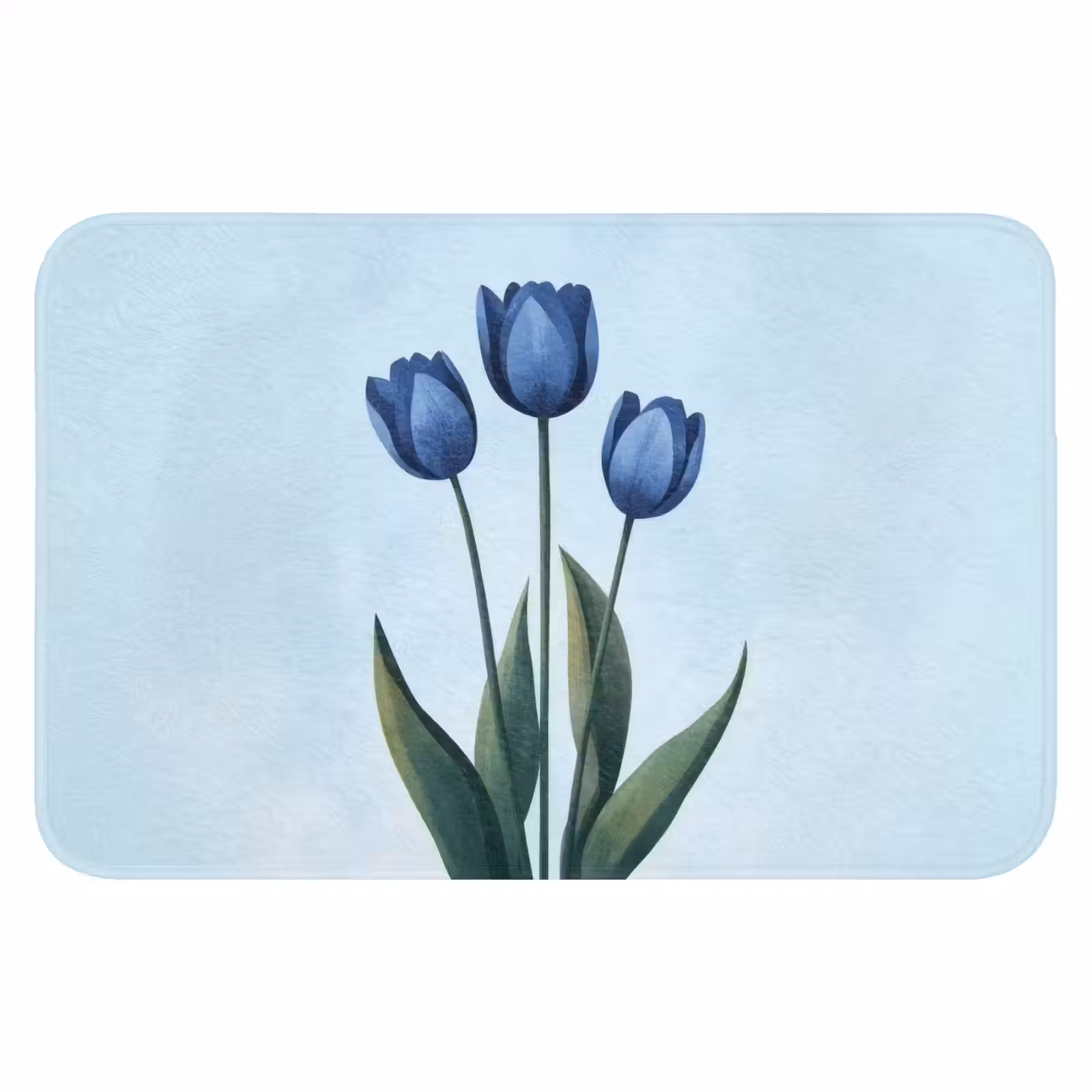 WC Mat - Tulpen - Blauw - Bladeren — 1