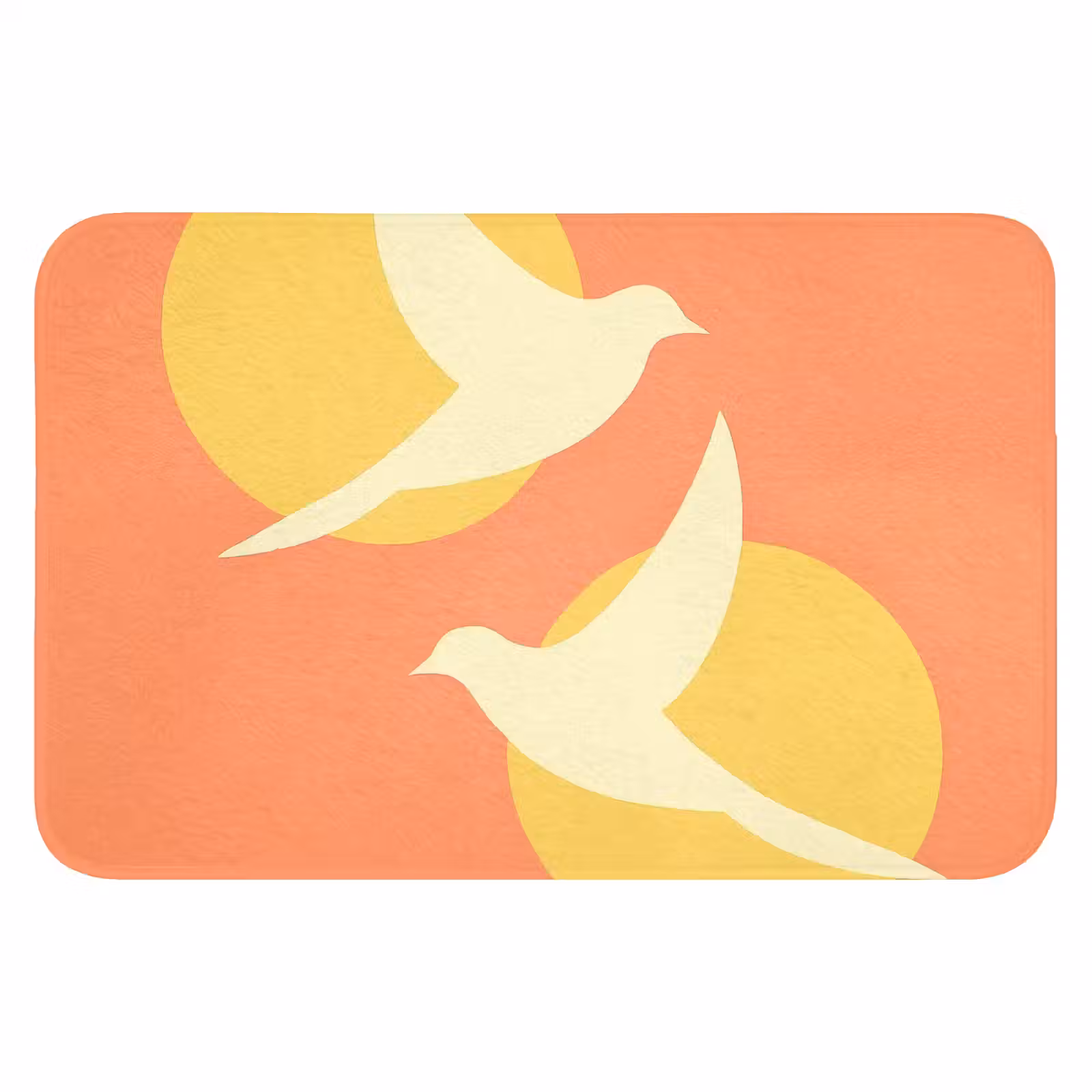 WC Mat - Vogels - Cirkels - Geel — 1