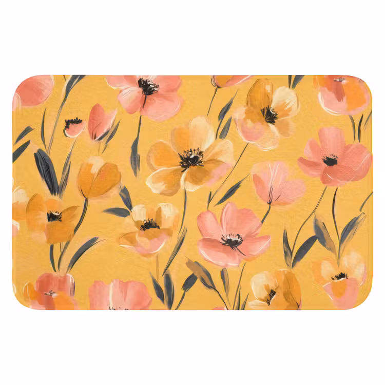 WC Mat - Bloemen - Geschilderd - Geel — 1