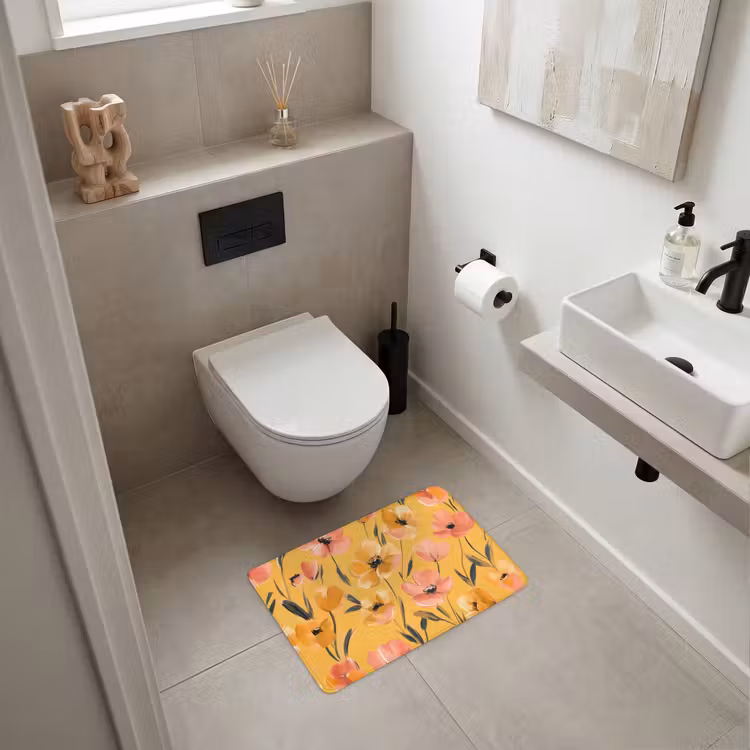 WC Mat - Bloemen - Geschilderd - Geel — 6