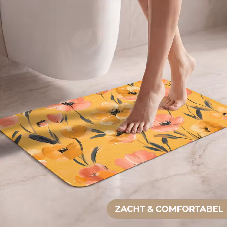 WC Mat - Bloemen - Geschilderd - Geel — 7