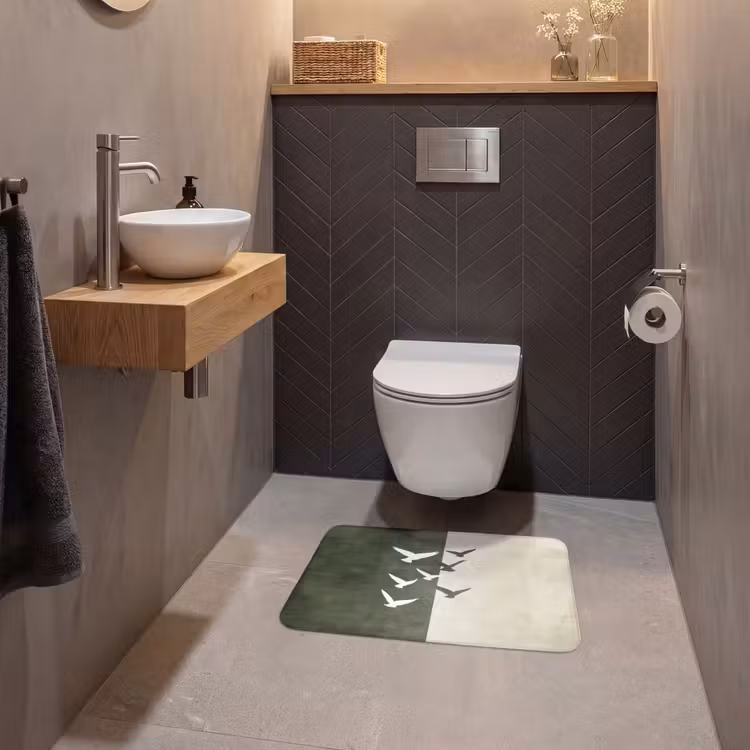 WC Mat - Japandi - Vogel - Groen — 2
