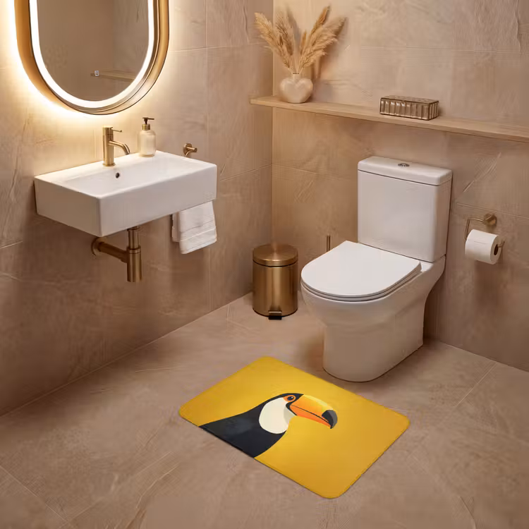 WC Mat - Toekan - Minimalistisch - Snavel - Oranje — 4
