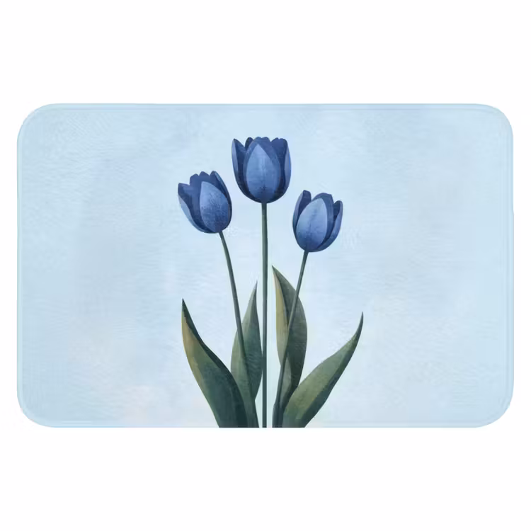 WC Mat - Tulpen - Blauw - Bladeren — 1