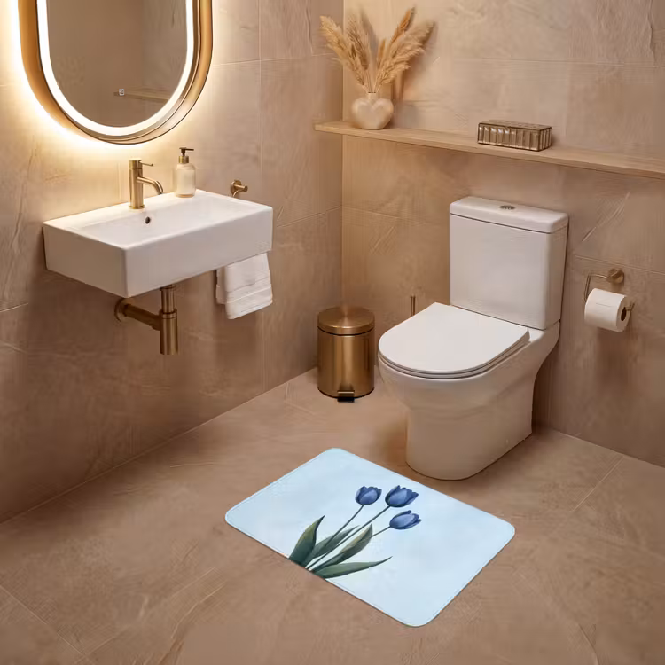 WC Mat - Tulpen - Blauw - Bladeren — 4