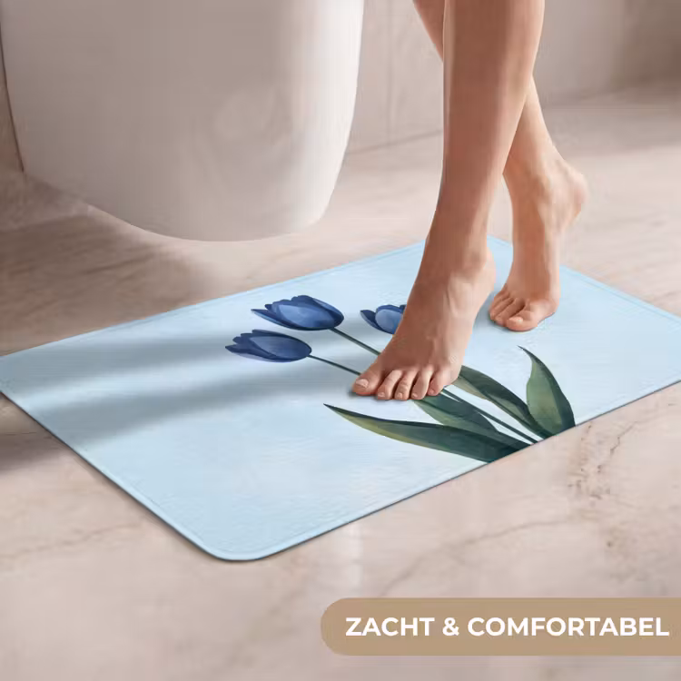 WC Mat - Tulpen - Blauw - Bladeren — 7