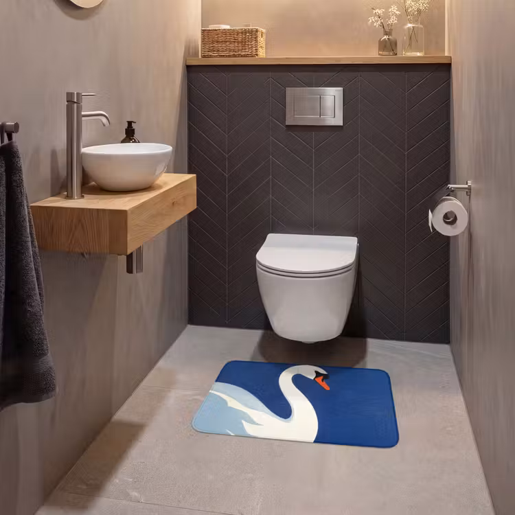 WC Mat - Zwaan - Wit - Snavel - Illustratie — 2